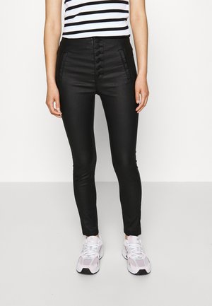 ONLY Petite ONLROYAL COATED BUTTON PANT - Παντελόνι - black