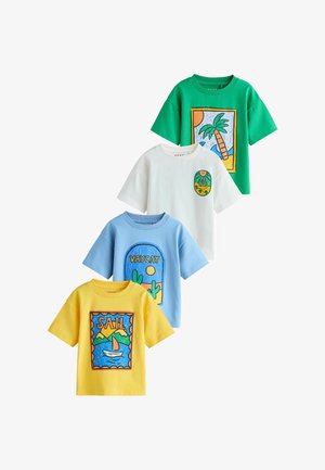 Next, REGULAR FIT - SHORT SLEEVE GRAPHIC T-SHIRTS 4 PACK . - T-shirt print - green yellow stamps