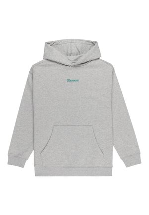 Grau Hoodie aus weichem Stoff, mit einer Kängurutasche, gerippten Bündchen und einer verstellbaren Kapuze. "Element"-Logo in Türkis auf der Vorderseite.