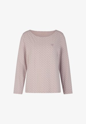Lichtroze langavelshirt met een herhaald ankerpatroon, ronde halslijn en zachte stoftextuur. Klein logo op de borst.