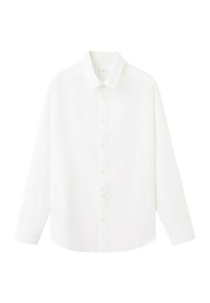 White long-sleeve button-up shirt with a classic collar, displayed flat against a white background.