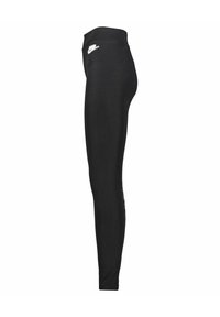 Czarne legginsy sportowe z wysokim stanem, gładką fakturą i małym logo na plecach. Slim-fit design.