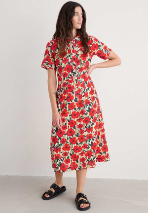 Seasalt Cornwall Robe chemise - red stripey floral moss