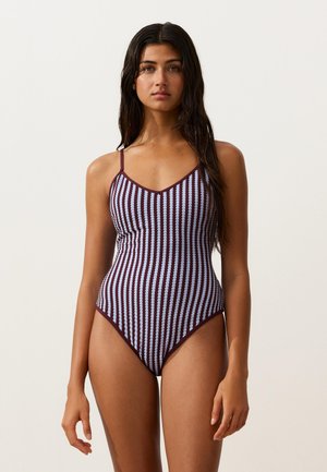 OYSHO BICOLOUR TEXTURED STRIPE - Maillot de bain - mustard yellow