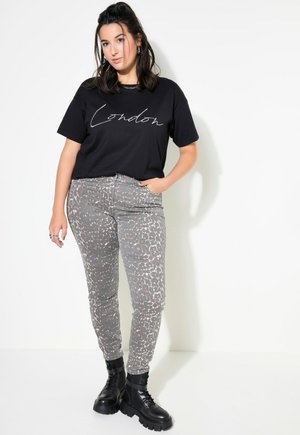HIGH WAIST LEO-PRINT 5-POCKET - Jeans Skinny Fit - nougat