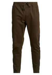 Ruske tapered hlače s elastičnim pasom i vezicom, s černim bočnim prugama.