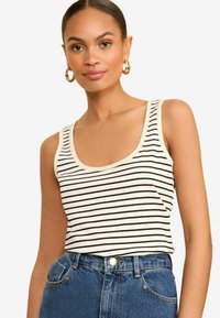 Unselected, ivory and navy stripe rib