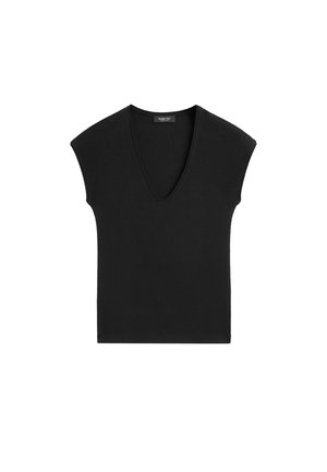 Massimo Dutti, V-NECK T-SHIRT - T-shirt basic - black