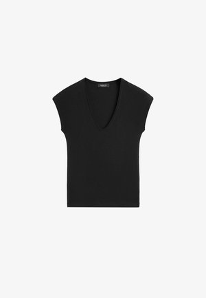 Massimo Dutti, V-NECK T-SHIRT - T-shirt basic - black