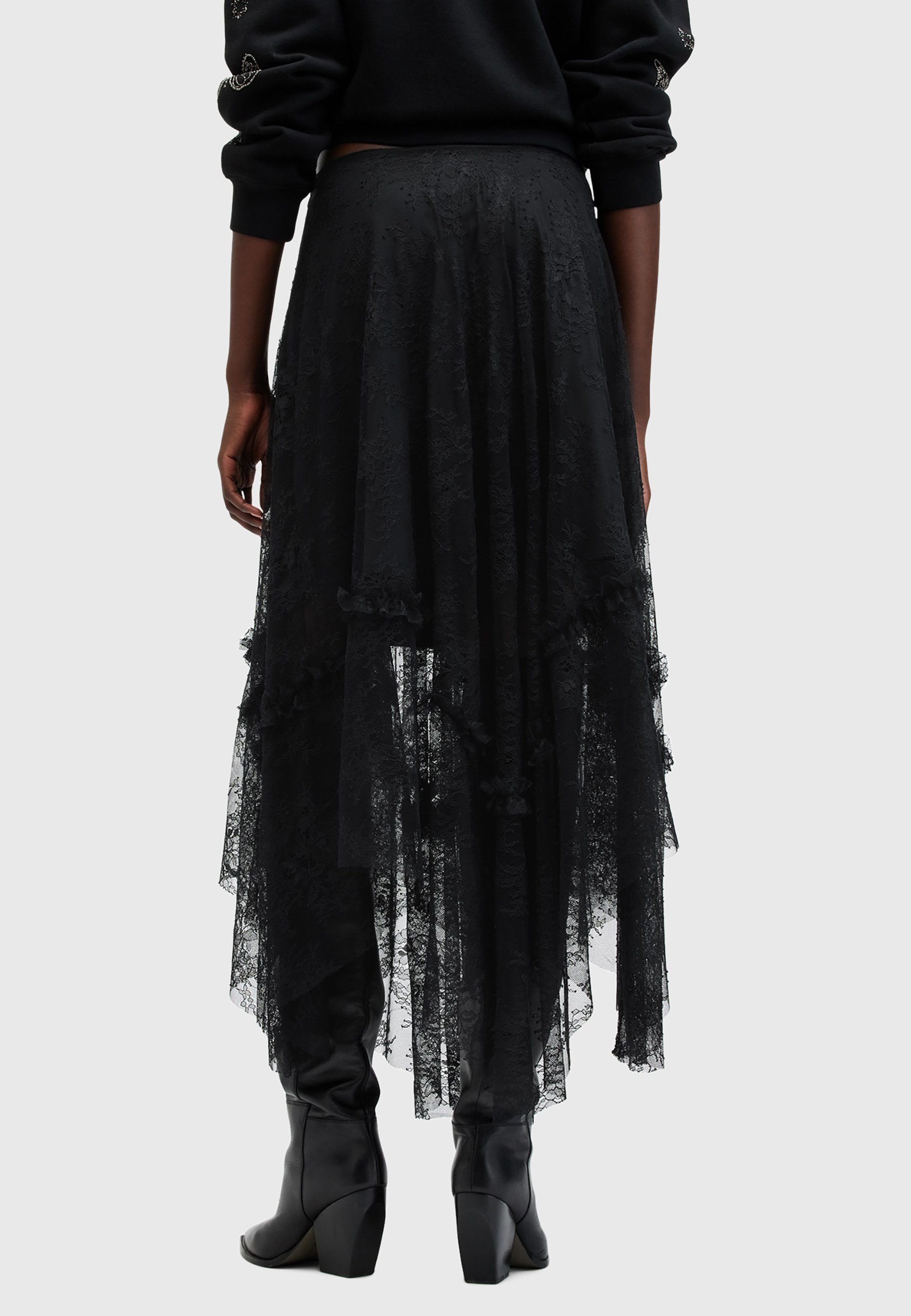 AllSaints JOSIE LACE - A-line skirt - black - Zalando