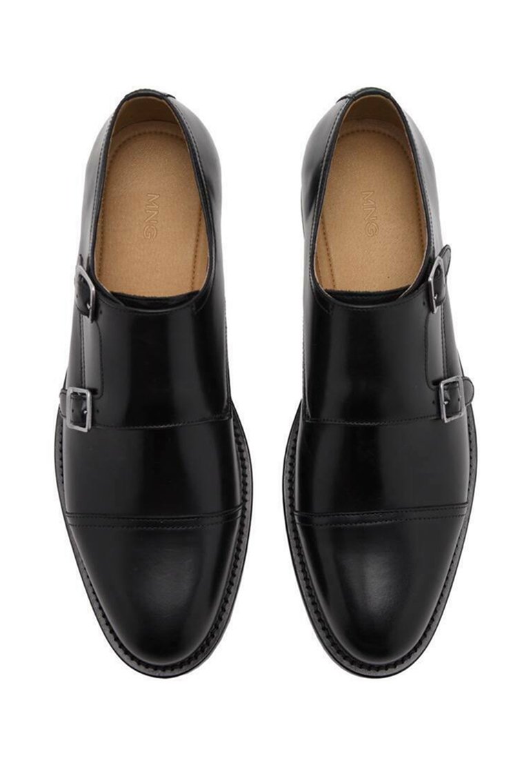 Next LEATHER DOUBLE MONK SHOES - Biznesowe loafersy/czarny