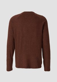 Langarmhemd aus dunkelrotbraunem, strukturiertem Stoff, mit Rundhalsausschnitt und Raglanärmeln, featuring einem einfachen, ungeschmückten Rückendesign.