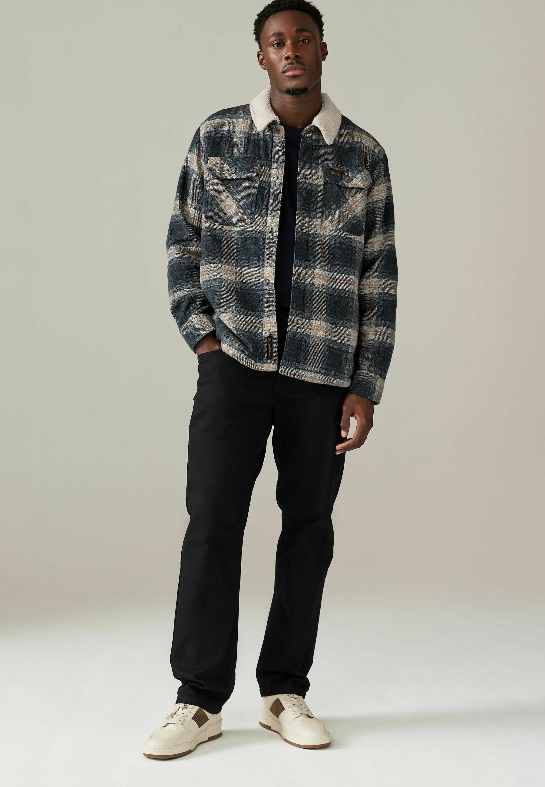Next CHECK BORG LINED - REGULAR FIT - Summer jacket - grey - Zalando