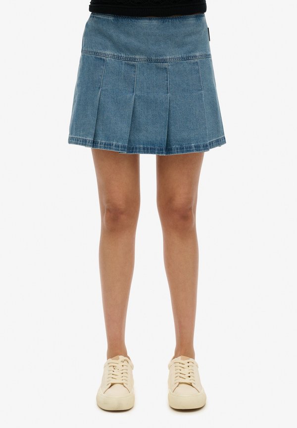 PLEATED PATCHED MINI - Minirock - vintage wash