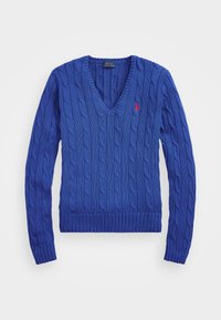 CABLE KNIT COTTON V NECK SWEATER - Strikkegenser - rugby royal