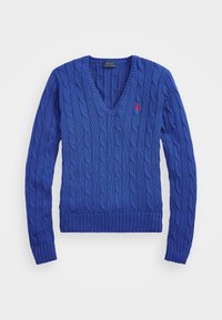 CABLE KNIT COTTON V NECK JUMPER - Džemperis - rugby royal