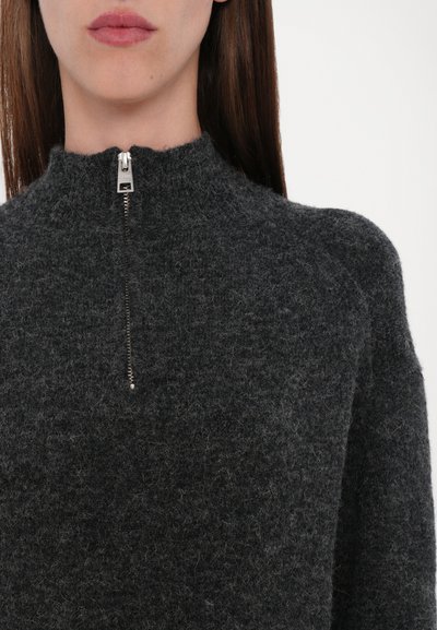 CLOSED MOCK NECK LONG SLEEVE - Strickpullover - dark grey melange