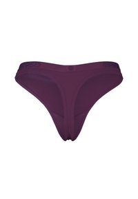 Bordowe stringi z wygodnym pasem z wytłoczonym logo, wykonane z gładkiej, rozciągliwej tkaniny dla dopasowania zapewniającego komfort.