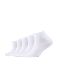 Weiße Knöchelsocken aus einem weichen Baumwollmix. Mit einem gerippten Bündchen und glatter Textur. Set mit fünf Paaren, jedes mit einer verstärkten Zehenpartie.