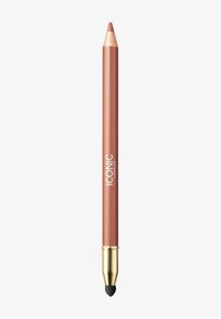 Crayon à lèvres rose avec une pointe effilée et une �éponge à estomper noire à l'extrémité ; accent doré à la base. Nom de la marque imprimé en blanc.