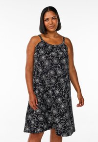 Zizzi MIDI-TRÄGER - Haljina od žerseja - black off w aop rose