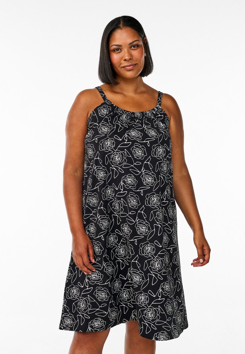 Zizzi MIDI-TRÄGER - Haljina od žerseja - black off w aop rose