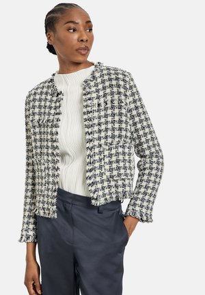 Gerry Weber MIT FRANSEN - Strickjacke - offwhite schwarz gemustert