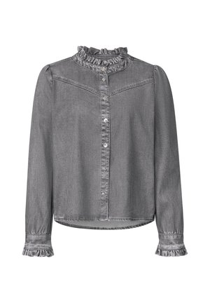 Street One Studio, LANGARM DENIM BLUSE MIT RÜSCHEN - Chemisier - soft grey washed
