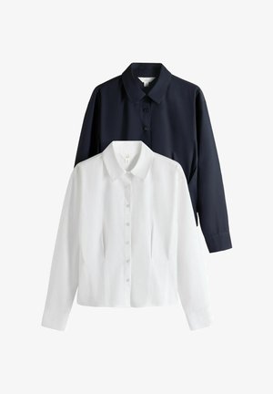 THE SET, 2 PACK WAISTED SHIRTS - Skjortebluser - navy blue white