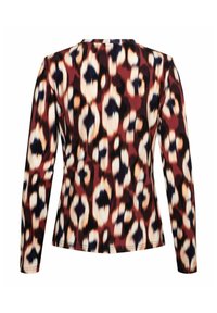 Langsleeve top met een mix van luipaardprint in bruin, crème en zwart. Heeft een ronde halslijn en een gladde, rekbare stof.