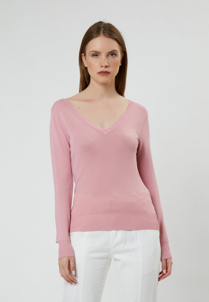 INFLUENCER - V NECK - Jersey de punto - pink, Ampliar