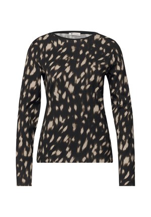 Street One, LONG-SLEEVE SHIRT WITH A ROUND NECK AND DEER PATTERN - T-shirt à manches longues - black
