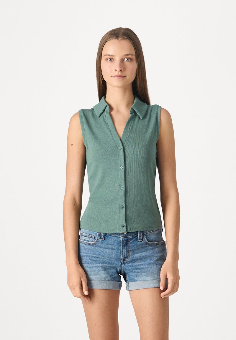 GAP MOD RIB BUTTON FRONT - Polo shirt - dark forest/dark green ...