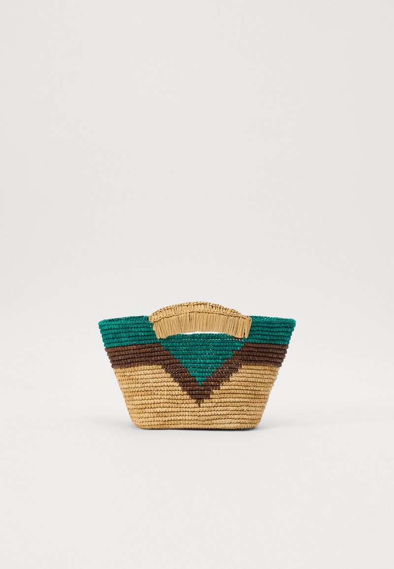 Sensi Studio GEOMETRIC MINI - Handbag - beige/chocolate/turquoise