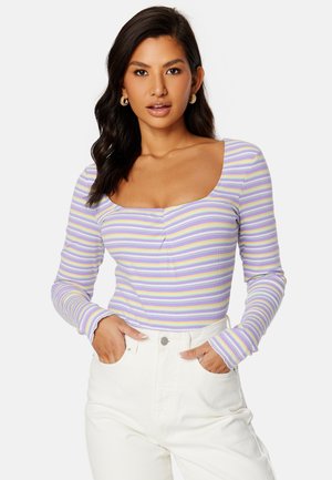 ROUND NECK STRIPED TOP - Longsleeve - lilac