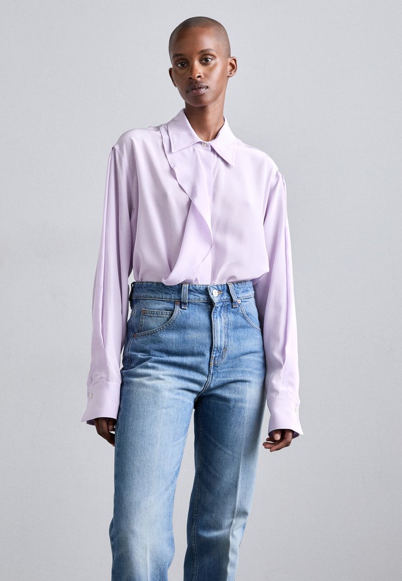 Jean Victoria Beckham Patch Bleu Taille 30 - Coupe Flare, Neuf Avec étiquettes, Fabriqué En Italie