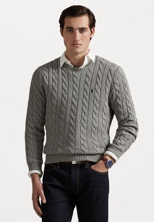 CABLE-KNIT COTTON JUMPER - Striktrøje - fawn grey heather