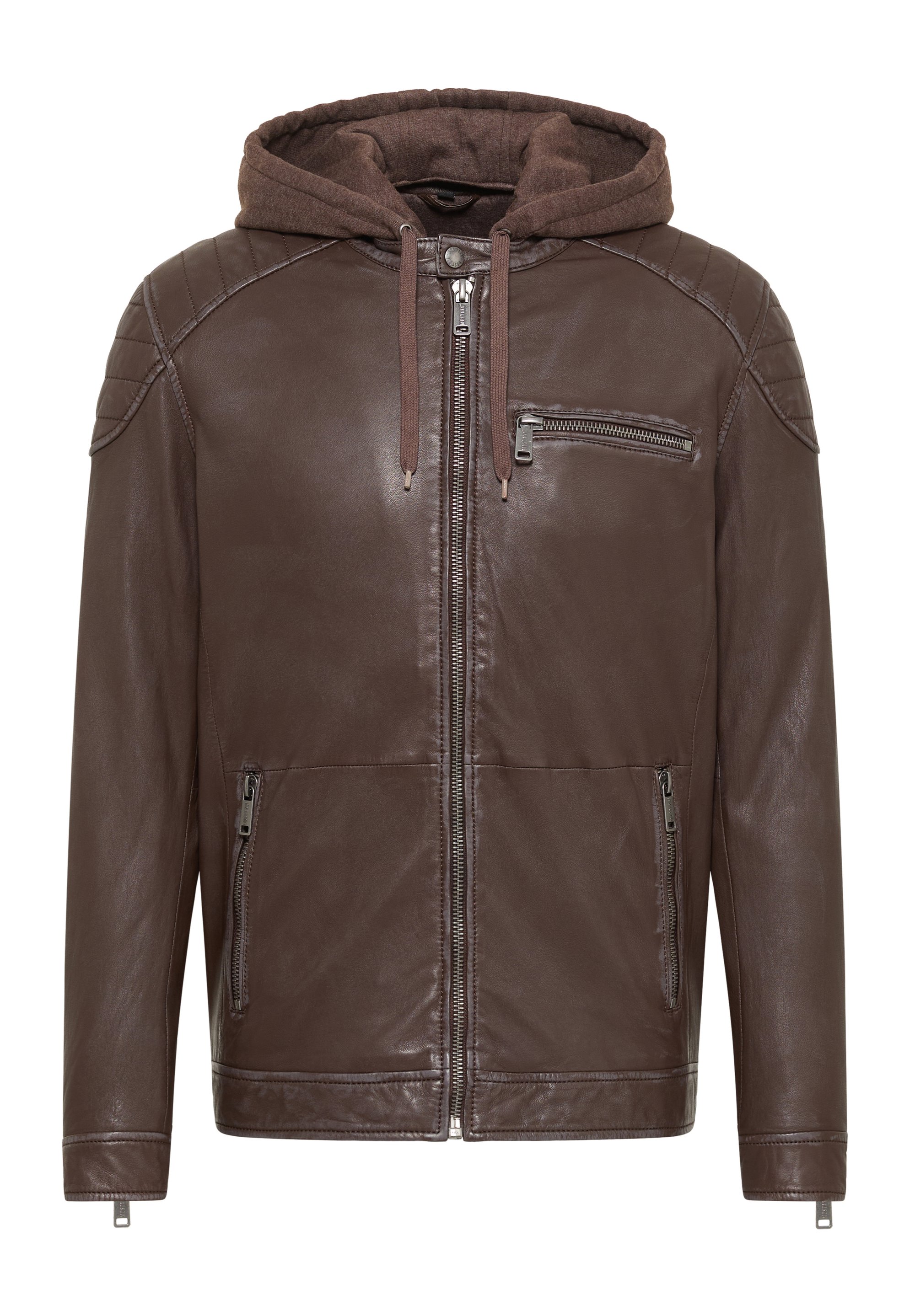 Mustang Lederjacke braun/dunkelbraun Zalando