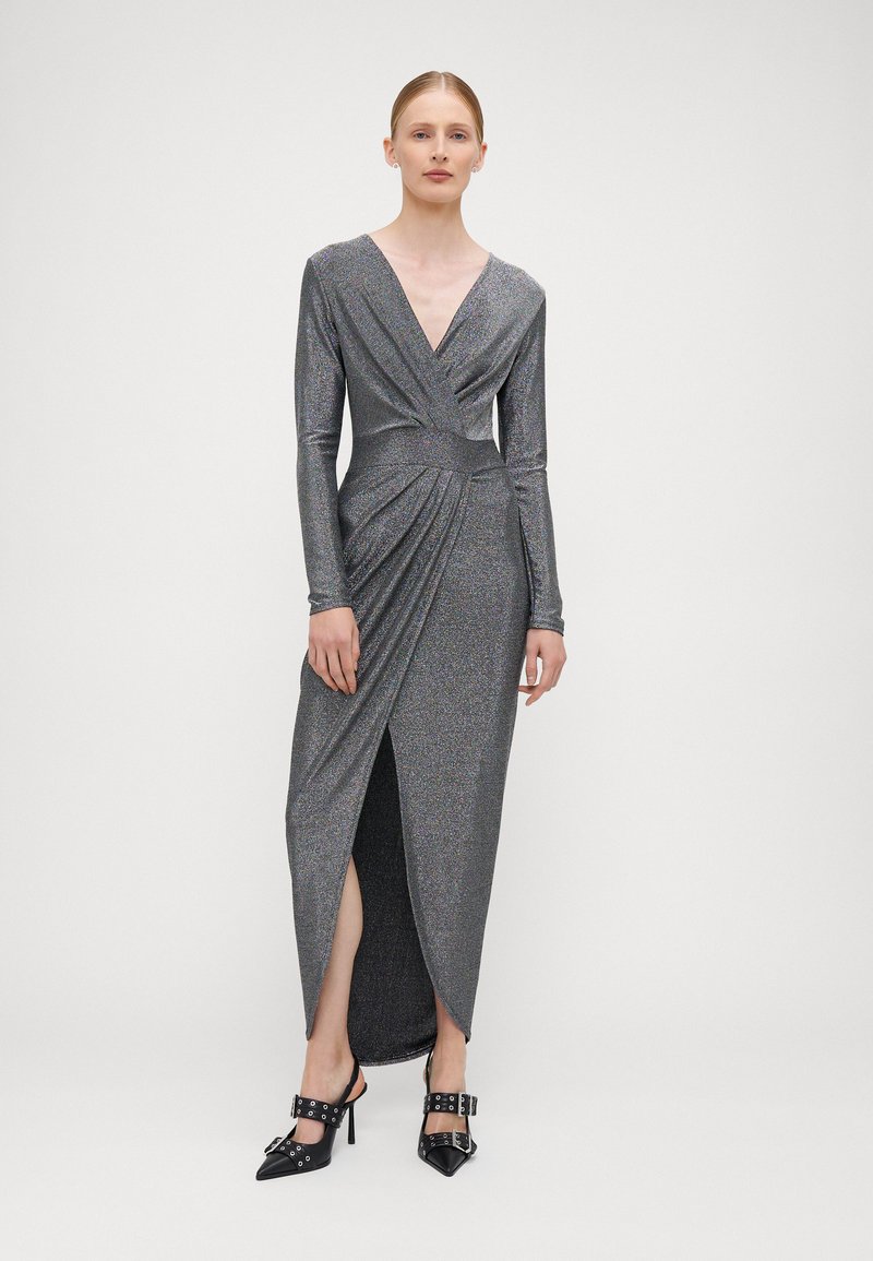 WAL G TALL LOLA GLITTER WRAP DRESS - Occasion wear - silver/silver-coloured  - Zalando.ie