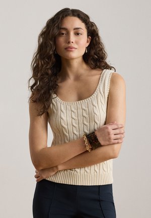 Lauren Ralph Lauren, CABLE COTTON BLEND SLEEVELESS - Topp - mascarpone cream