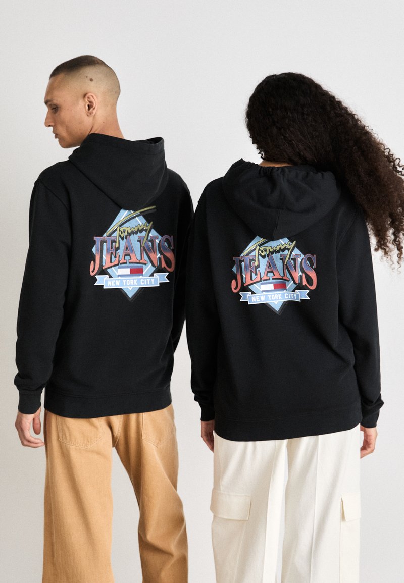 Tommy Jeans DIAMOND TWIST HOOD UNISEX - Sportinis megztinis - black