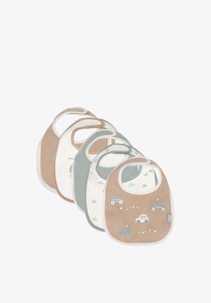Set van vier katoenen slabben in beige, wit en groen. Voorzien van autotema's en een zachte textuur, met een ronde halsopening voor gemakkelijk draagcomfort.