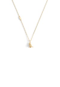 Guld kæde med et lille, detaljeret tiger vedhæng mod en hvid baggrund.