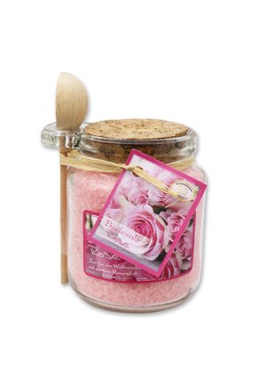 BADESALZ ROSE DIANA IM GLAS MIT HOLZLÖFFEL 300 G - Schaumbad & Badezusätze - rosa