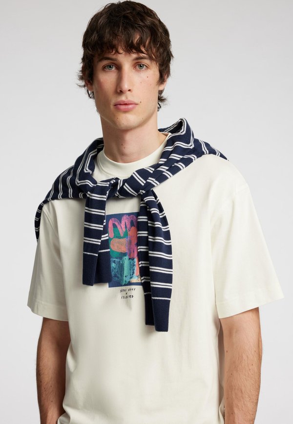 SLHRELAXWILL LICENSE O NECK TEE - Print T-shirt - egret printmulti color4