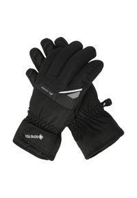 Svarta isolerade handskar med en mjuk ytteryta, elastiska manschetter och reflexdetaljer. Har förstärkta handflator och en snug fit-design.