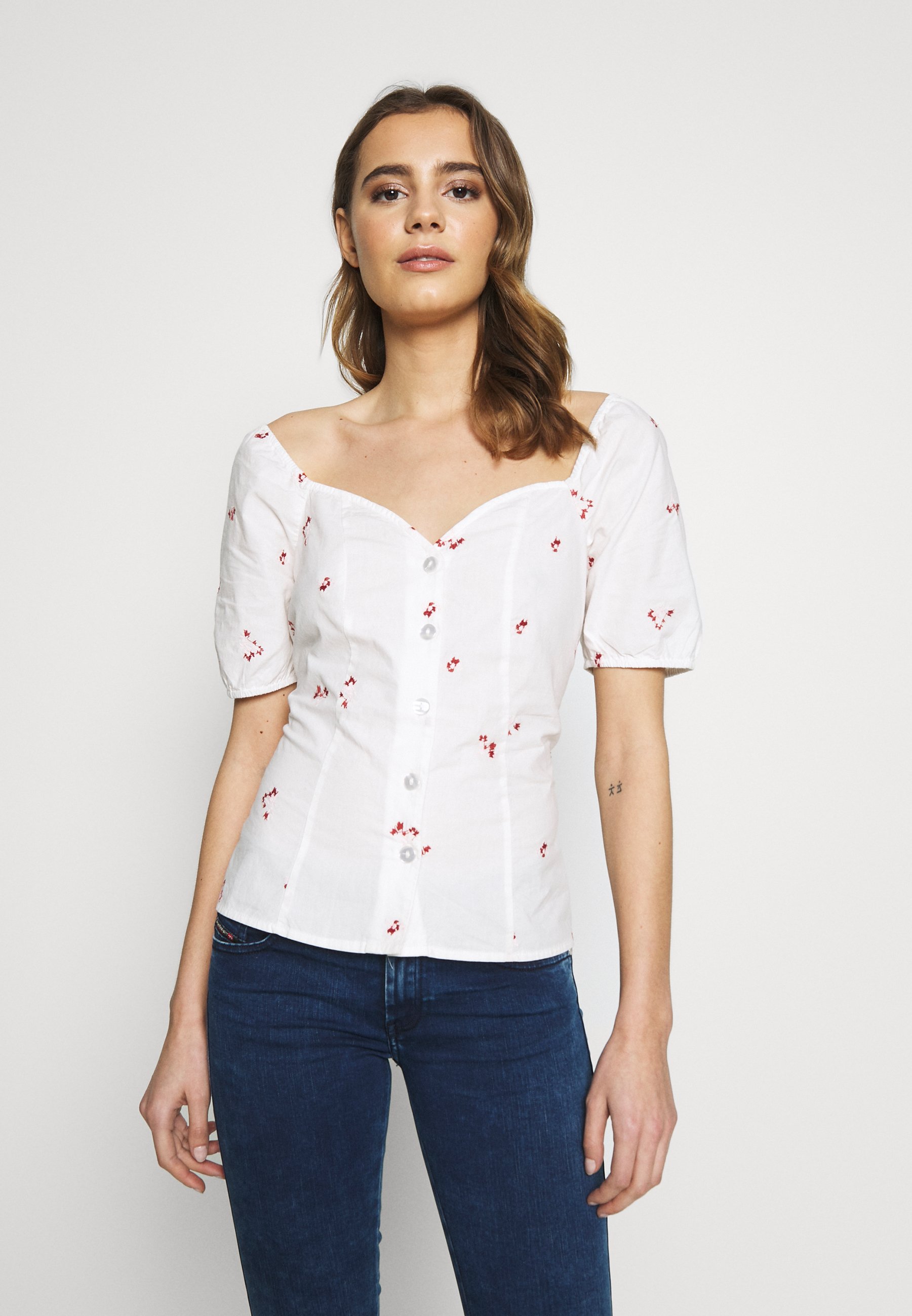 Vila VISUVIO FLOWER TOP Bluser white alyssumoffwhite Vila VISUVIO FLOWER TOP - Bluser - white alyssum