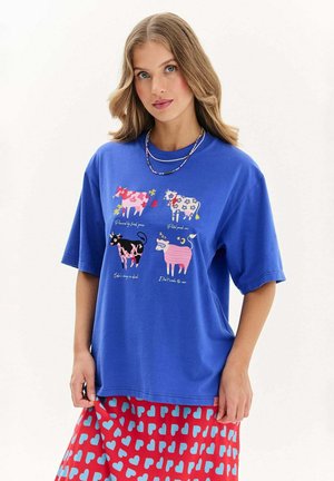 HAPPY MOO - Tričko s potlačou - blue