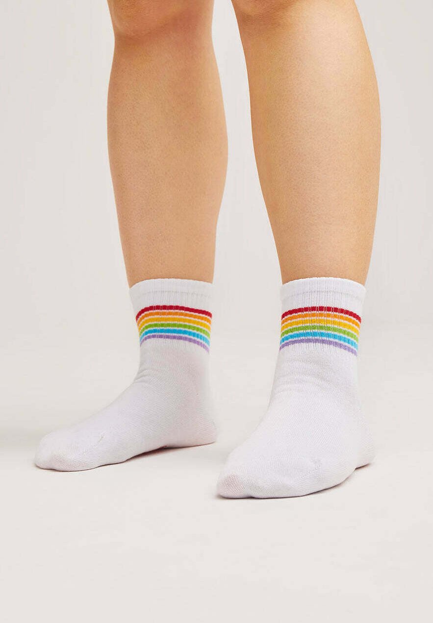 Natural Vibes 3PACK MID ANKLE RAINBOW Socken white/weiß