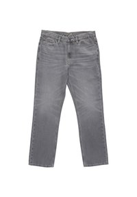 Šedé rovné džíny s vybledlým vzhledem, pěti kapsami a zipovým zapínáním. Vyrobeno z denimu, s minimálním prošitím a klasickým designem.